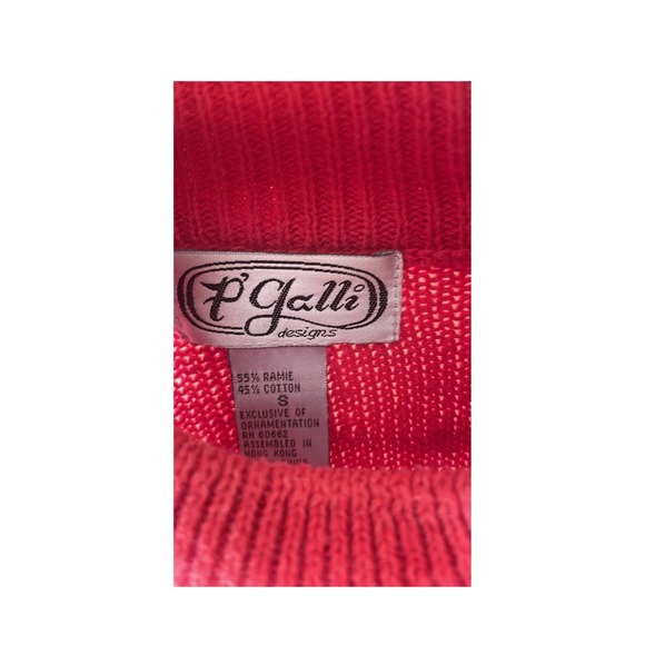 VTG Moon Sta by P Galli Designs Red Embellished Mock Neck Sweater Size - Picture 4 of 8